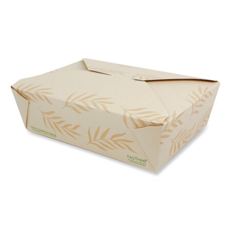 World Centric No Tree Folded Takeout Containers, 65 oz, 6.25 x 8.7 x 2.5, Natural, Sugarcane, 200PK TO-NT-3